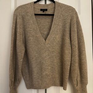 1. State Women's Beige V-Neck Sweater